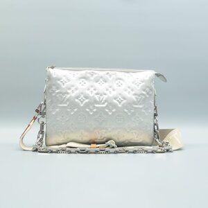 Louis Vuitton Coussin Silver Monogram Leather Shoulder Bag